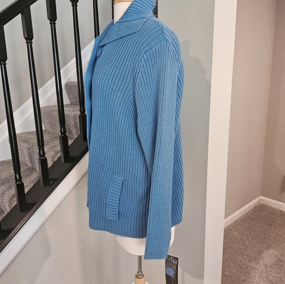 Relativity Woman – Lakeside Blue Ribbed Cardigan Sweater (Size 1X) - Picture 5 of 16